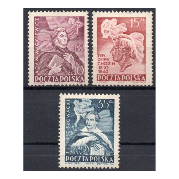 1949 Fi. 505 - 507 ** Sławni Polacy - seria znaczków