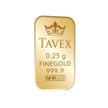 Złota sztabka 0,25 g Au próba 999.9 Tavex - LBMA - w certipaku na prezent