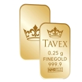 Złota sztabka 0,25 g Au próba 999.9 Tavex - LBMA - w certipaku na prezent