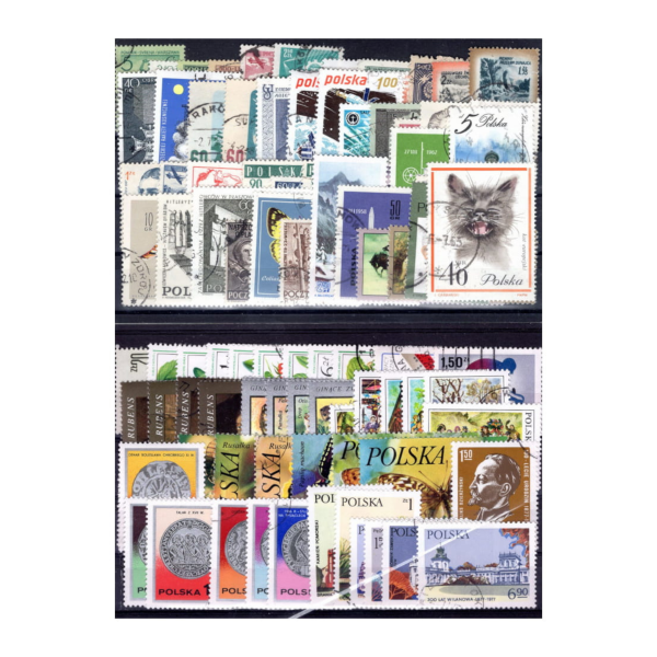 Pakiet znaczków polskich kasowanych na czarnej karcie transportowej [489]