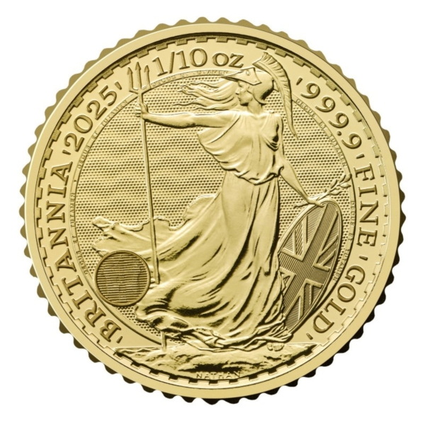 Złota moneta Britannia 2025 1/10 oz  Au 999,9 moneta inwestycyjna