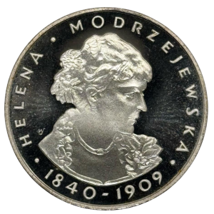 100 złotych 1975 Helena Modrzejewska - srebrna moneta kolekcjonerska 