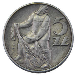 5 złotych 1974 Rybak - moneta obiegowa aluminiowa