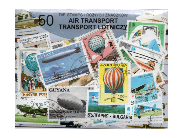 Pakiet 50 znaczków pocztowych - TRANSPORT LOTNICZY