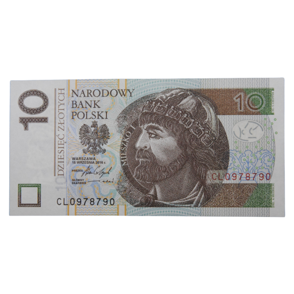 Banknot Polska 10 zł 2016 nr CL 0978790 radarowy