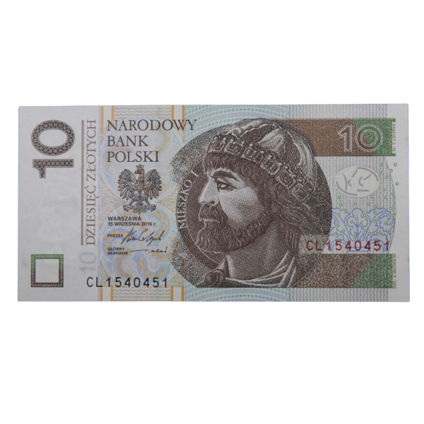 Banknot Polska 10 zł 2016 nr CL 1540451 radarowy