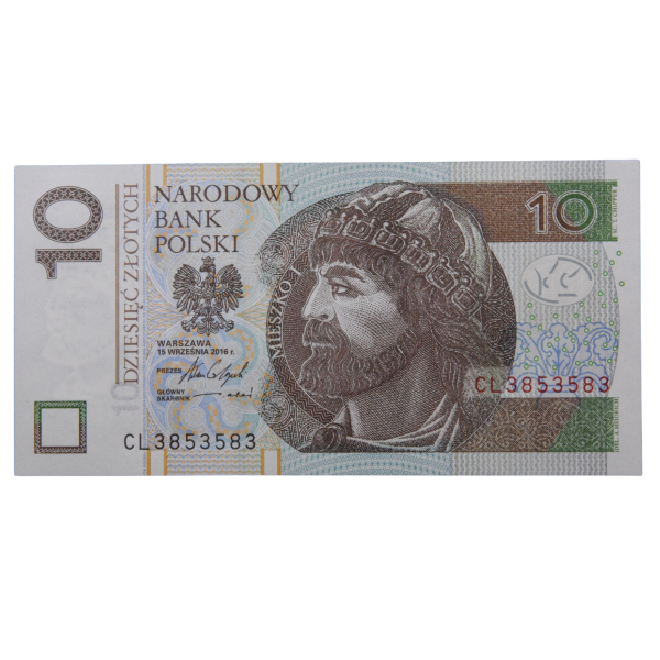 Banknot Polska 10 zł 2016 nr CL 3853583 radarowy