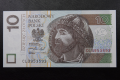 Banknot Polska 10 zł 2016 nr CL 3953593 radarowy