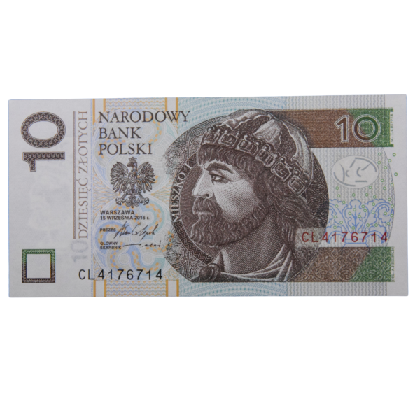 Banknot Polska 10 zł 2016 nr CL 4176714 radarowy