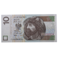 Banknot Polska 10 zł 2016 nr CL 4386834 radarowy