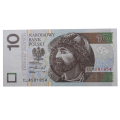 Banknot Polska 10 zł 2016 nr CL 4581854 radarowy