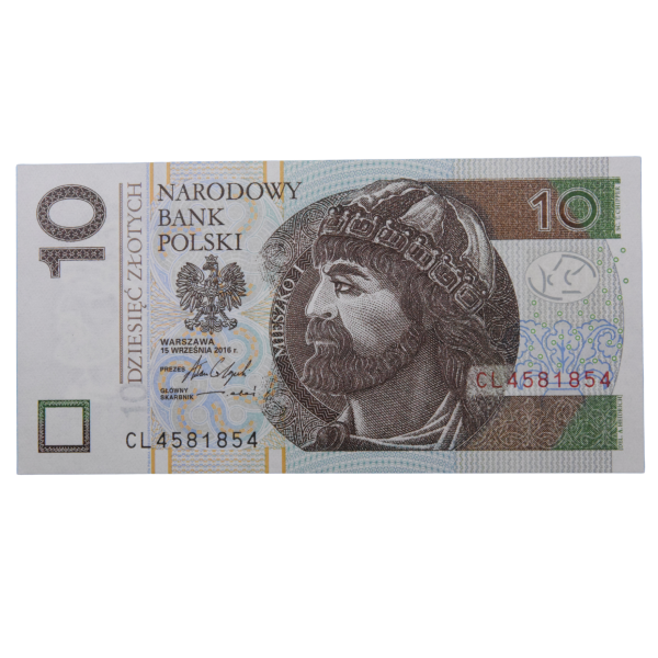 Banknot Polska 10 zł 2016 nr CL 4581854 radarowy