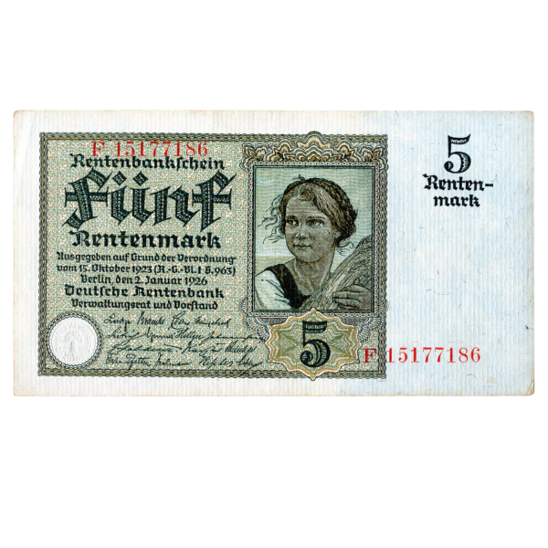 Banknot Niemcy 5 rentenmark 1926