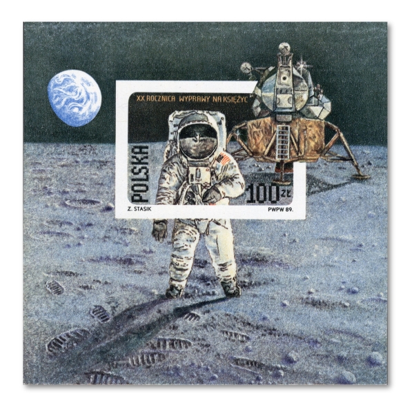 1989 blok 139A ** Lądowanie na księżycu blok cięty
