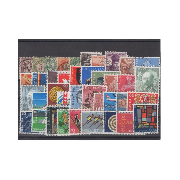 Pakiet Szwajcaria 40 znaczków kasowane na czarnej karcie [050]