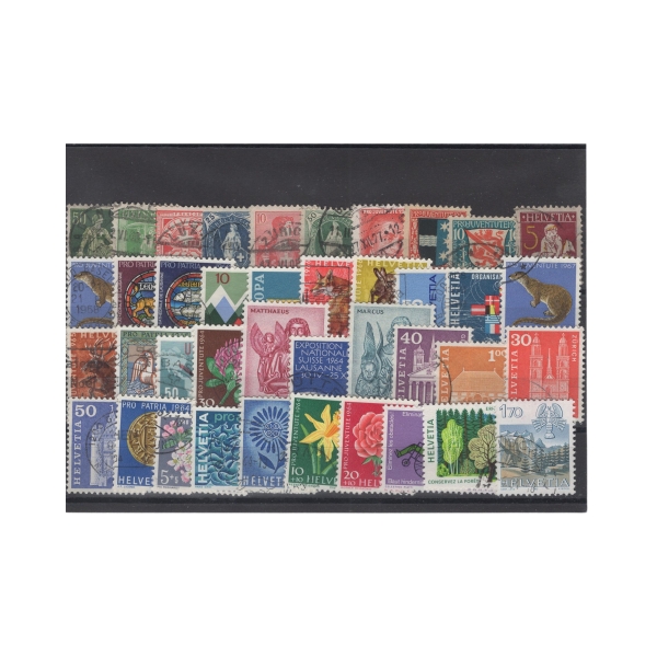 Pakiet Szwajcaria 40 znaczków kasowane na czarnej karcie [048]