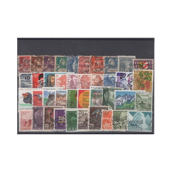 Pakiet Szwajcaria 40 znaczków kasowane na czarnej karcie [035]