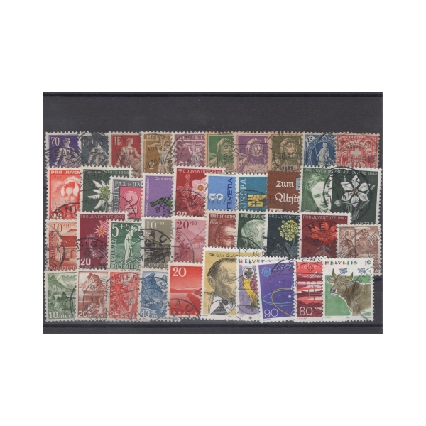 Pakiet Szwajcaria 40 znaczków kasowane na czarnej karcie [029]