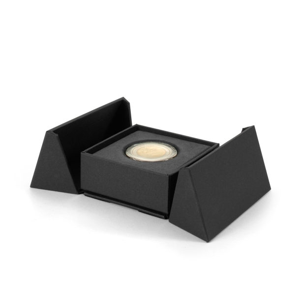 Pudełko na monetę w kapslu kwadratowym quadrum - Porta - czarne pudełko uniwersalne do przechowywania monety - LEUCHTTURM