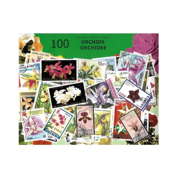 Pakiet 100 znaczków pocztowych - ORCHIDEE