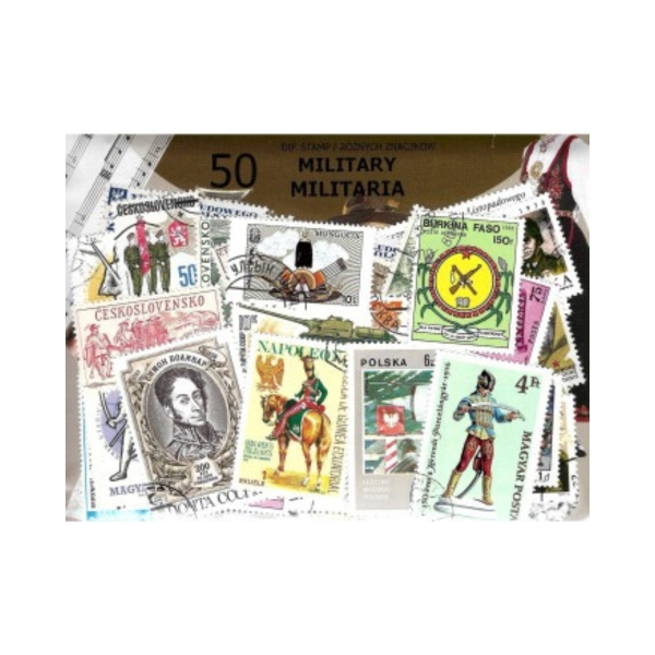 Pakiet 50 znaczków pocztowych - MILITARIA