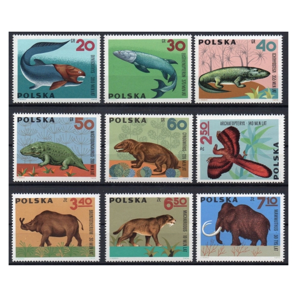 1966 Fi. 1506 - 1514 ** Zwierzęta kopalne seria znaczków pocztowych