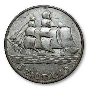 5 złotych 1936 Żaglowiec – Srebrna moneta II RP Srebro Ag 750