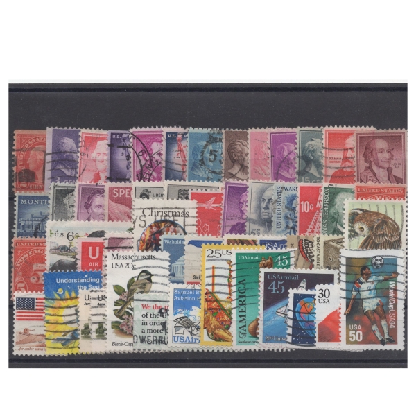 Pakiet USA 50 znaczków kasowane na czarnej karcie transportowej [182]