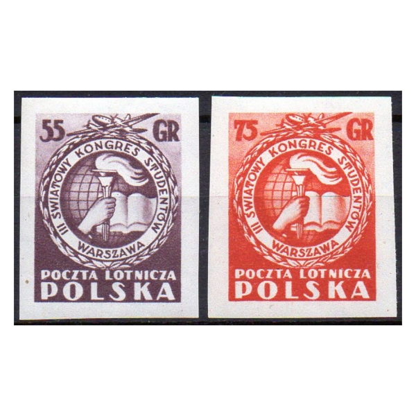 1953 Fi. 676-677 ** III Światowy Kongres Studentów w Warszawie - kompletna seria znaczków