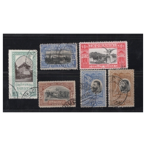 Pakiet Rumunia 6 znaczków kasowane na czarnej karcie transportowej  [120]