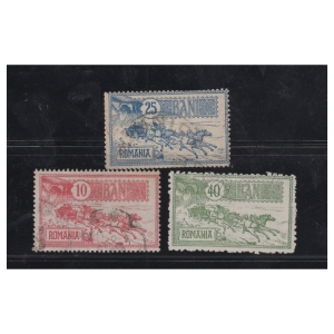 Pakiet Rumunia 3 znaczków kasowane na czarnej karcie transportowej [118]