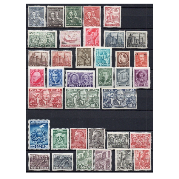 1951 Rocznik czysty znaczki pocztowe Fi. 542-582 ** bez bloku 12