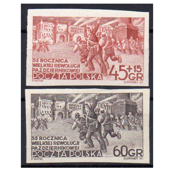1952 Fi. 641-642 A ** 35 r. Rewolucji Październikowej - seria znaczków