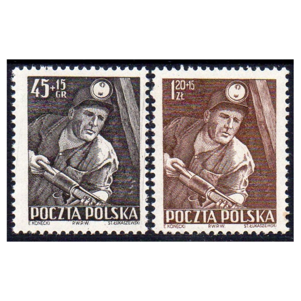 1952 Fi. 645-646 ** Dzień Górnika - seria znaczków