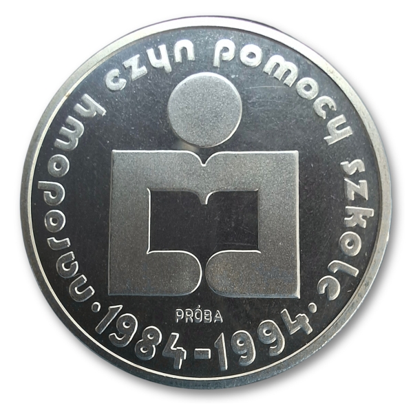 1000 zł 1986 Narodowy Czyn Pomocy Szkole srebrna moneta PRÓBA  Ag