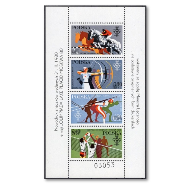 1980 Fi. 2526 - 2529 ** nowodruk Igrzyska Olimpijskie  Lake Placid/Moskwa