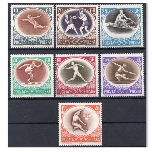 1956 Fi. 843 - 849 ** XVI Olimpiada w Melbourne seria znaczków