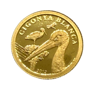 1 diner Bocian Biały złota moneta kolekcjonerska najwyższej próby 999