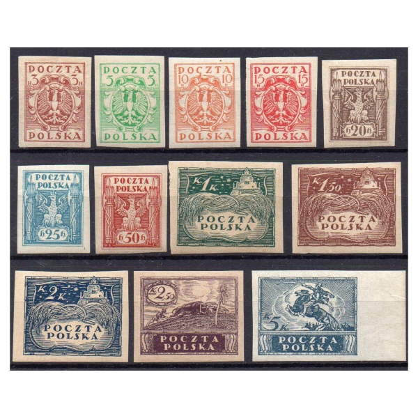 1919 Fi. 73 - 84 A ** Wydanie koronowe cięte - seria znaczków
