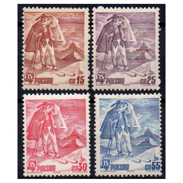 1939 Fi. 330-333 ** Zawody narciarskie FIS w Zakopanem seria znaczków