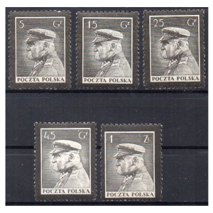 1935 Fi. 273 - 277 ** Wydanie żałobne po śmierci marszałka Piłsudskiego - seria znaczków