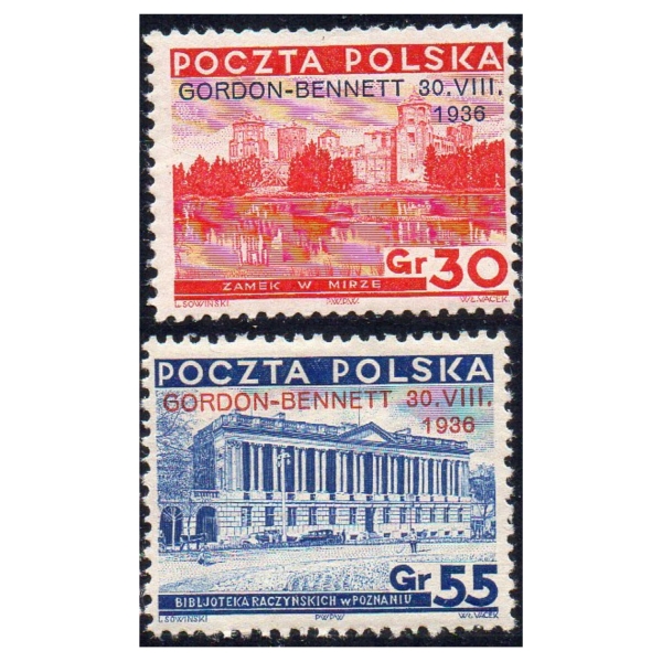 1936 Fi. 292 - 293 ** Zawody balonowe Gordon-Bennetta - znaczki pocztowe