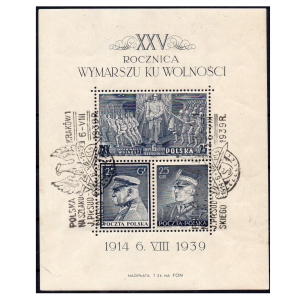 1939 Fi. blok 8 kasowany 25. rocznica Wymarszu Legionów