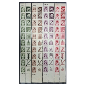 1948 Fi. 485 - 488 ** Gruźlica paski 4x10 znaczków z przywieszkami