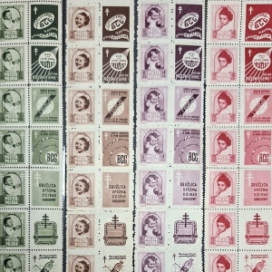 1948 Fi. 485 - 488 ** Gruźlica paski 4x10 znaczków z przywieszkami
