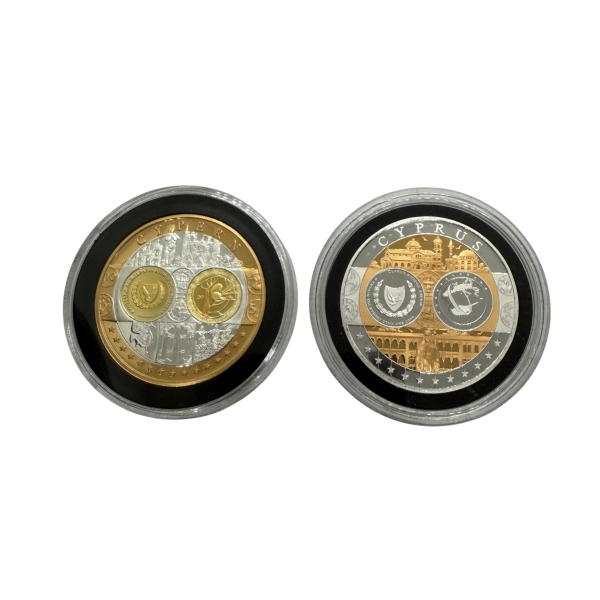 Medal okolicznościowy pamiątka wspólnej waluty krajów strefy EURO Cypr
