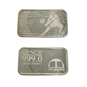Srebrna sztabka kolekcjonerska  Siatkówka 1/2 oz Ag 999 Inwestycyjna