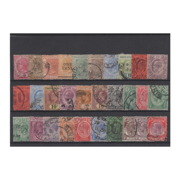 Pakiet Stany Malajskie 30 znaczków kasowanych na czarnej karcie transportowej [2]