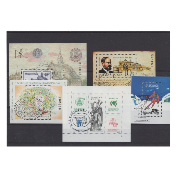 Pakiet Węgry 5 znaczków kasowanych na czarnej karcie transportowej [143]