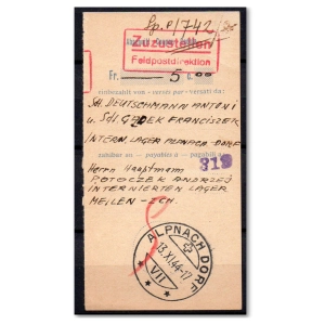 Potwierdzenie przekazy pieniężnego Alpanach 1944